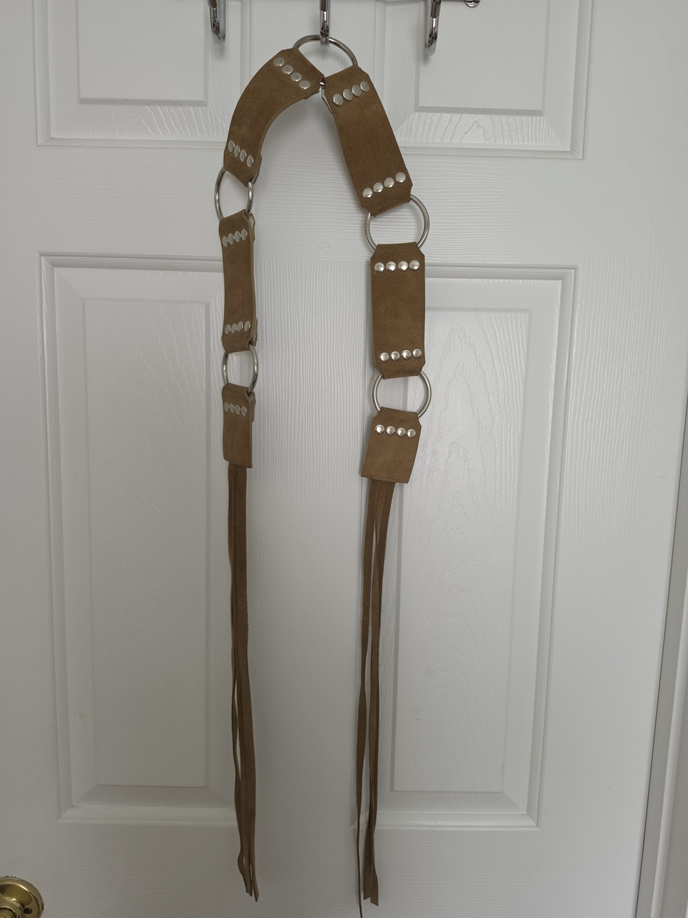 Suede Fringe Western Belt Strap in Tan